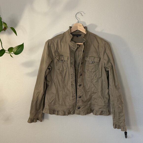 Ruffle Hem Utility Jacket - Picture 1 of 4